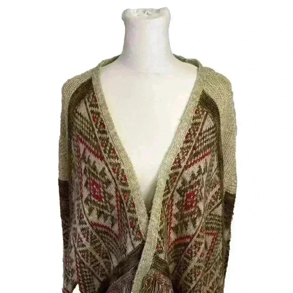 Lucky Brand Aztec Open Front Cardigan Sweater Long Sleeve Size Medium - Picture 2 of 8